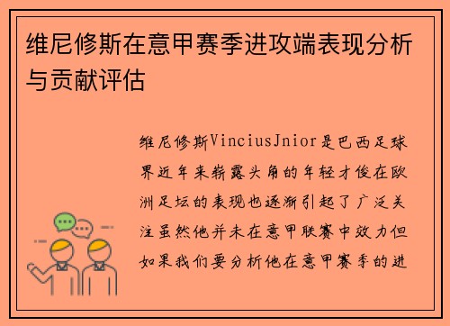 维尼修斯在意甲赛季进攻端表现分析与贡献评估
